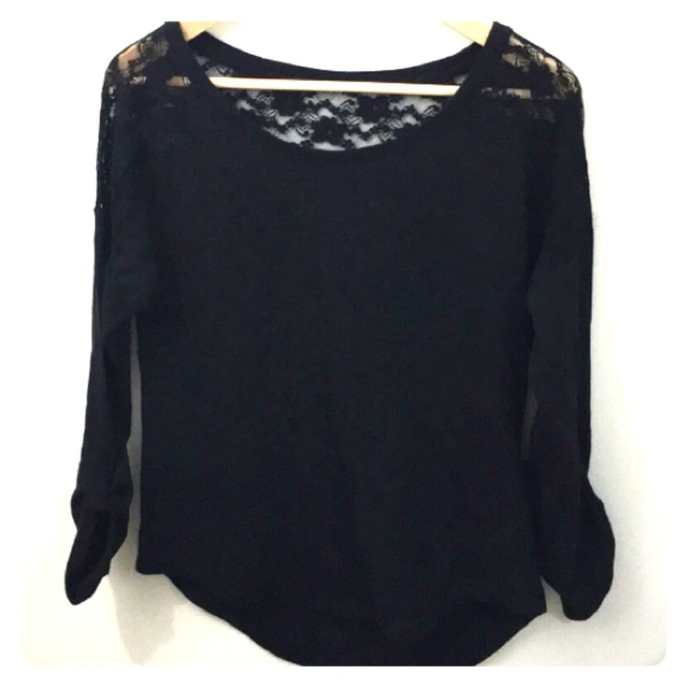 Black hi-Lo top with Lace detail